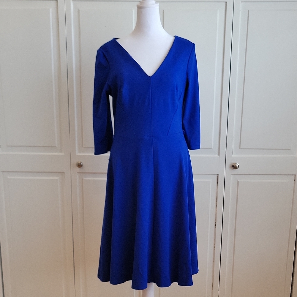 V-Neck Midi Dress in Cobalt Blue